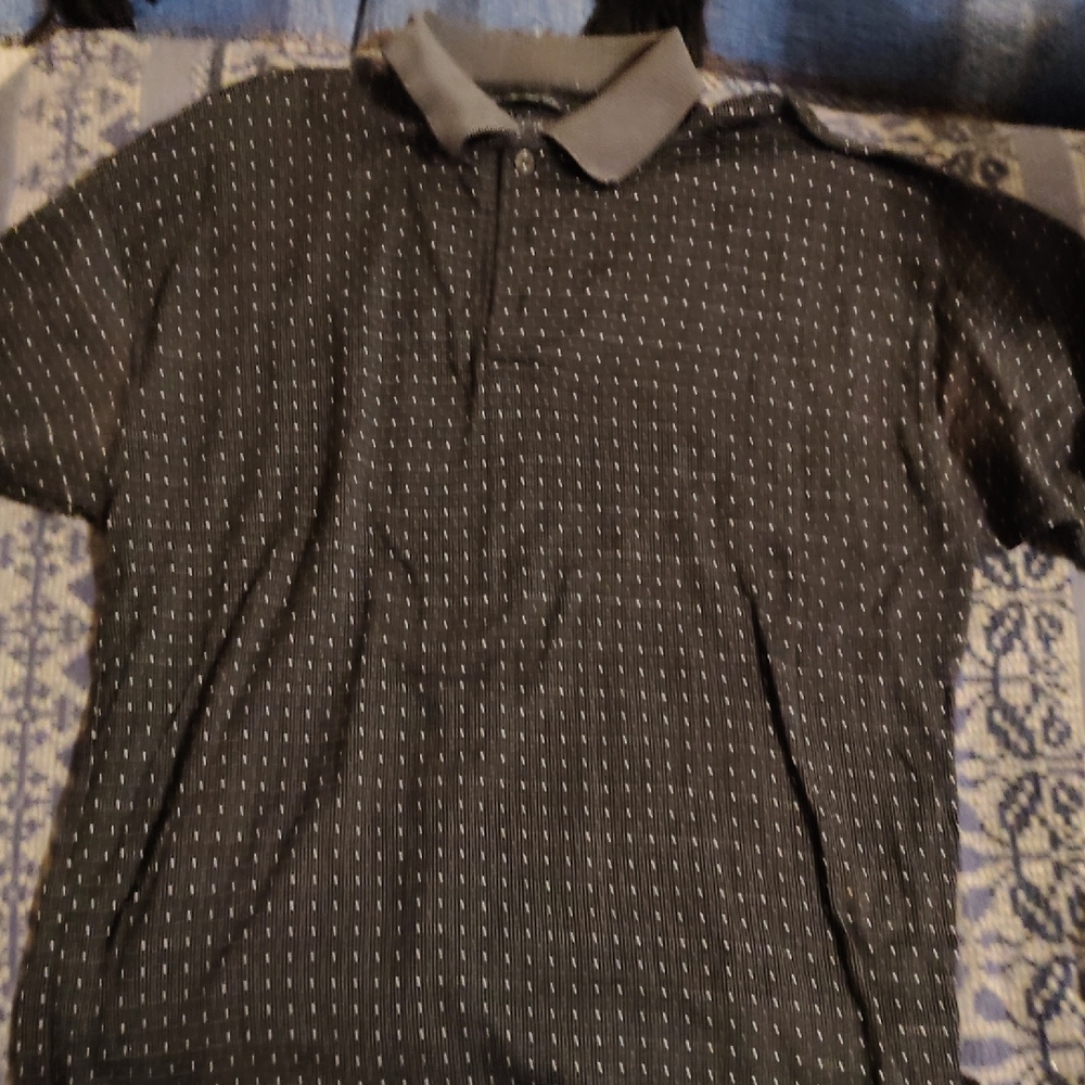 Men's Black Patterned Polo Shirt